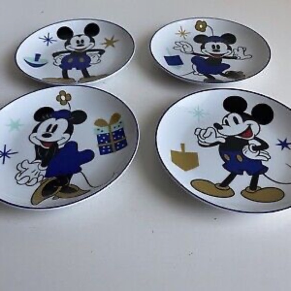 Disney Mickey & Minnie Mouse Hanukkah Celebration Appetizer Plates set o… - Picture 7 of 10